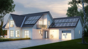 Casa com uma solução em energia solar